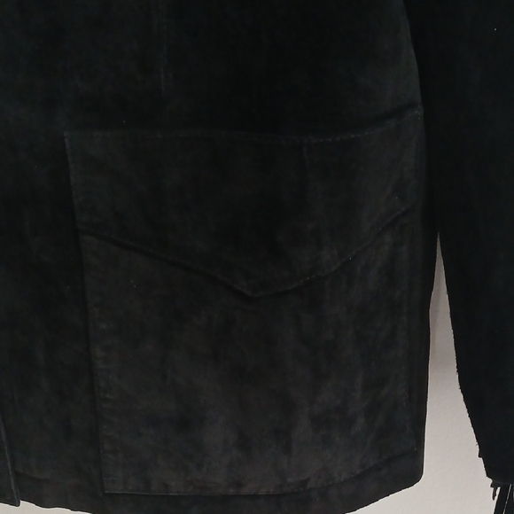 Black Suede Jacket with Fringe by [Brand] - Picture 5 of 16